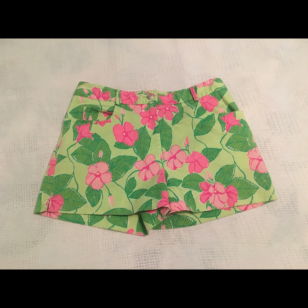 Lilly Pulitzer Green Pink Floral Shorts